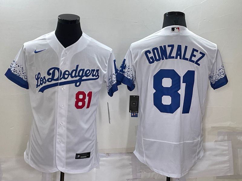 Men Los Angeles Dodgers 81 Gonzalez White City Edition Elite Nike 2022 MLB Jersey